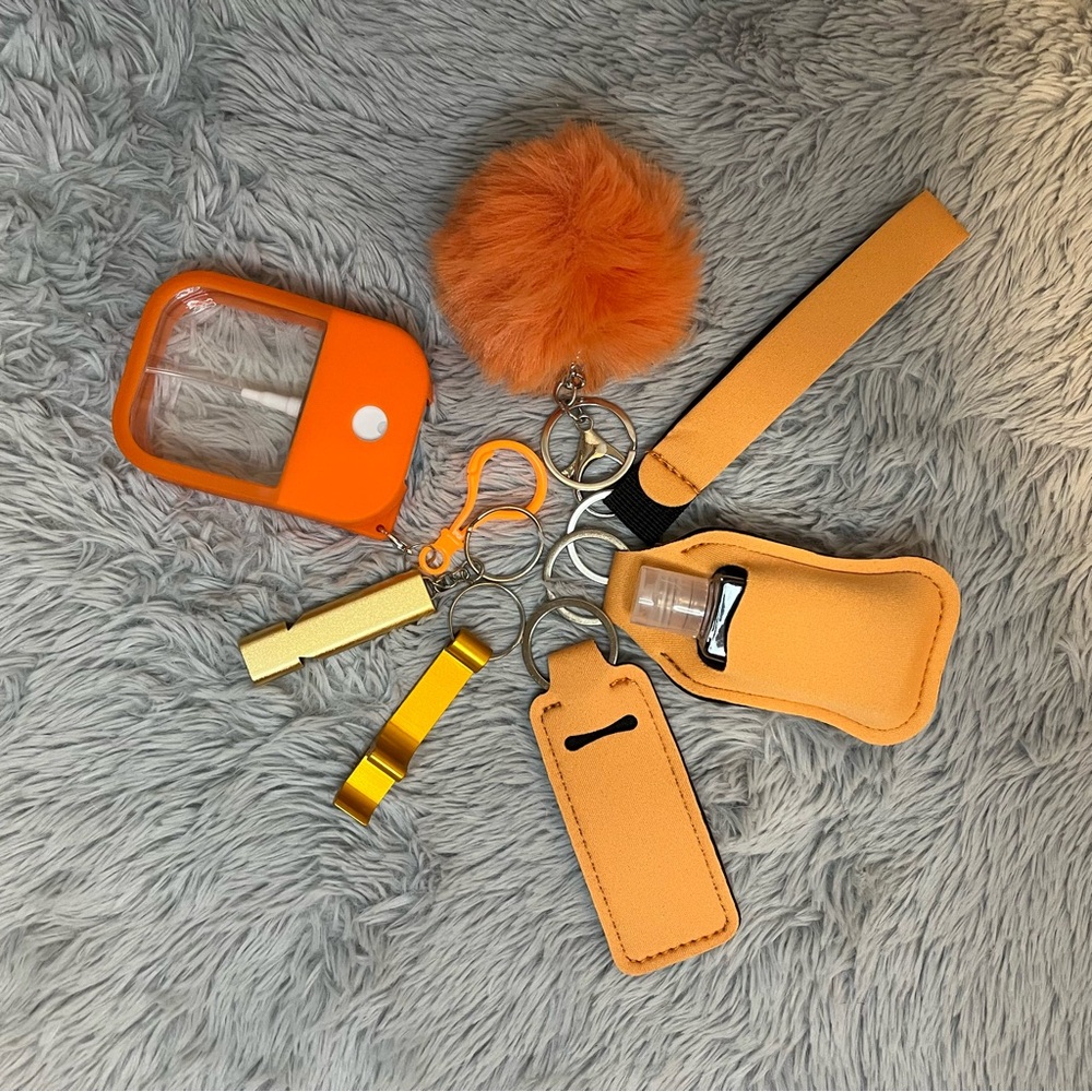 8pcs Orange Safety Keychain Set